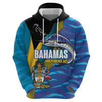 Bahamas Independence Day Zip Hoodie National Flag Style with Blue Marlin and Emblem