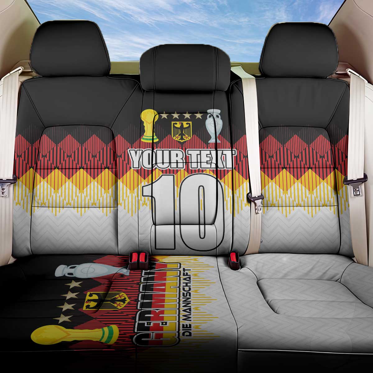 Custom Germany Football Back Car Seat Cover Die Mannschaft Championship Titles World and Euro - Wonder Print Shop