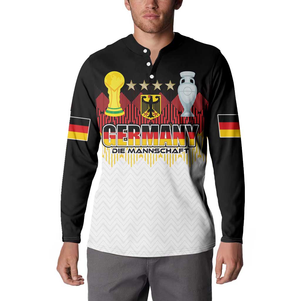Custom Germany Football Button Sweatshirt Die Mannschaft Championship Titles World and Euro - Wonder Print Shop