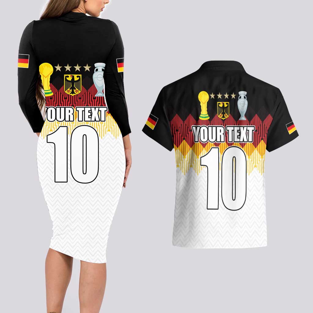 Custom Germany Football Couples Matching Long Sleeve Bodycon Dress and Hawaiian Shirt Die Mannschaft Championship Titles World and Euro - Wonder Print Shop