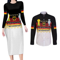 Custom Germany Football Couples Matching Long Sleeve Bodycon Dress and Long Sleeve Button Shirt Die Mannschaft Championship Titles World and Euro - Wonder Print Shop