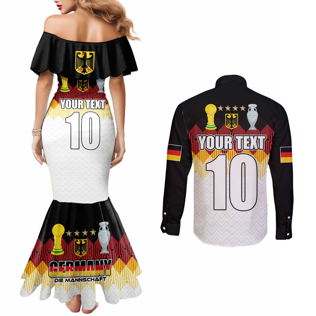 Custom Germany Football Couples Matching Mermaid Dress and Long Sleeve Button Shirt Die Mannschaft Championship Titles World and Euro