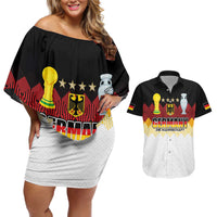 Custom Germany Football Couples Matching Off Shoulder Short Dress and Hawaiian Shirt Die Mannschaft Championship Titles World and Euro - Wonder Print Shop