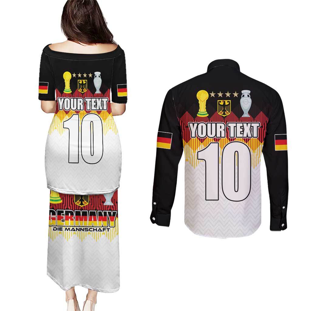Custom Germany Football Couples Matching Puletasi and Long Sleeve Button Shirt Die Mannschaft Championship Titles World and Euro - Wonder Print Shop