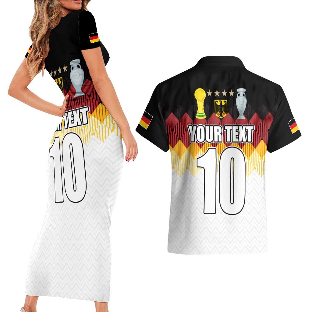 Custom Germany Football Couples Matching Short Sleeve Bodycon Dress and Hawaiian Shirt Die Mannschaft Championship Titles World and Euro - Wonder Print Shop