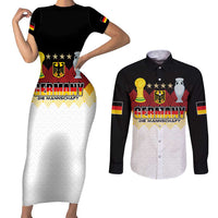 Custom Germany Football Couples Matching Short Sleeve Bodycon Dress and Long Sleeve Button Shirt Die Mannschaft Championship Titles World and Euro - Wonder Print Shop