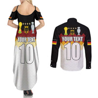 Custom Germany Football Couples Matching Summer Maxi Dress and Long Sleeve Button Shirt Die Mannschaft Championship Titles World and Euro - Wonder Print Shop