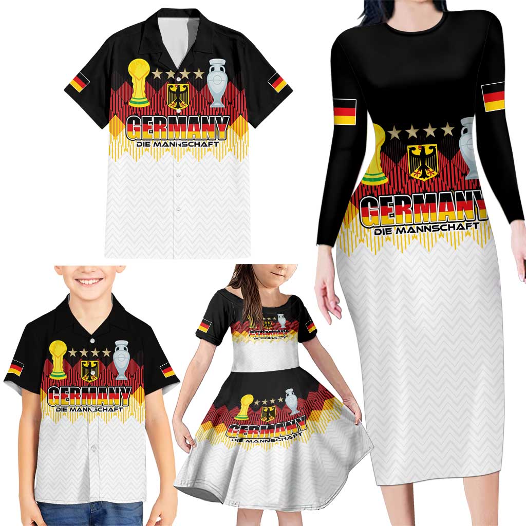 Custom Germany Football Family Matching Long Sleeve Bodycon Dress and Hawaiian Shirt Die Mannschaft Championship Titles World and Euro - Wonder Print Shop