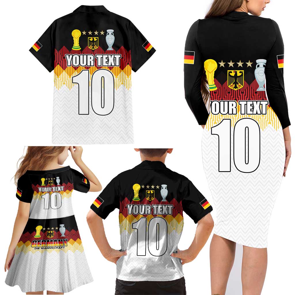Custom Germany Football Family Matching Long Sleeve Bodycon Dress and Hawaiian Shirt Die Mannschaft Championship Titles World and Euro - Wonder Print Shop
