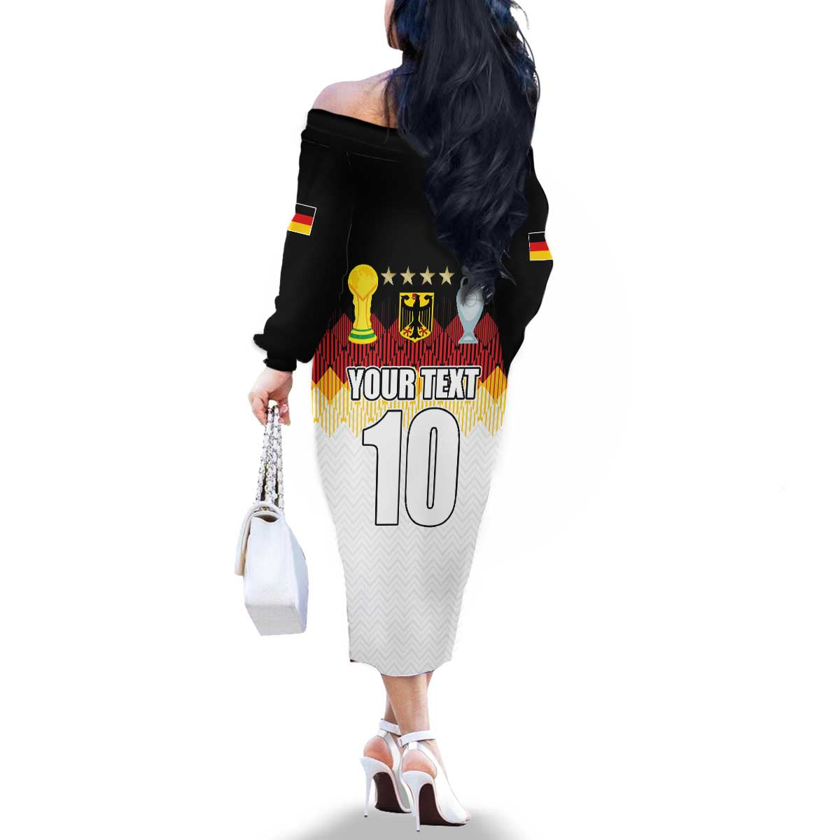 Custom Germany Football Family Matching Off The Shoulder Long Sleeve Dress and Hawaiian Shirt Die Mannschaft Championship Titles World and Euro - Wonder Print Shop