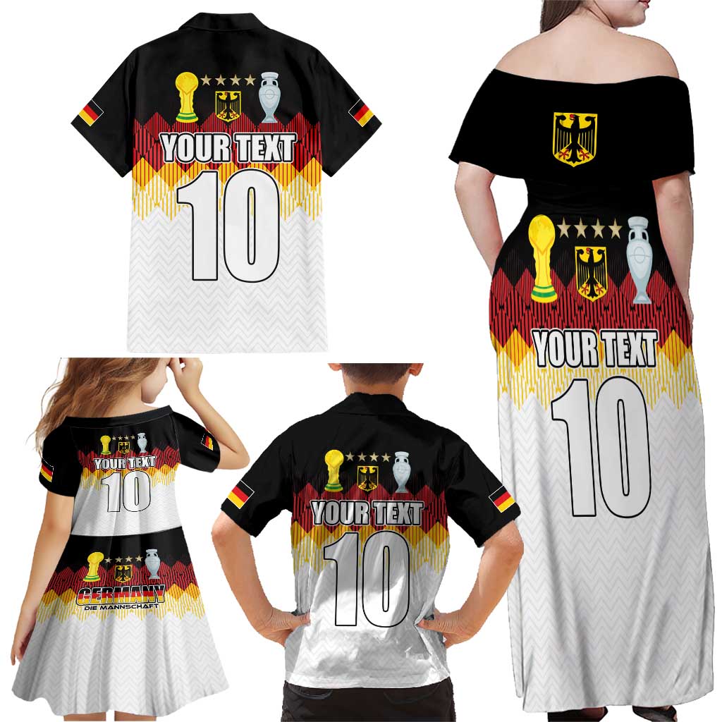Custom Germany Football Family Matching Off Shoulder Maxi Dress and Hawaiian Shirt Die Mannschaft Championship Titles World and Euro - Wonder Print Shop
