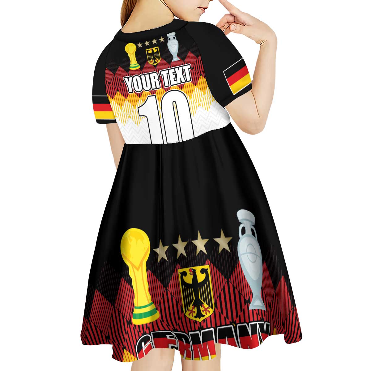 Custom Germany Football Kid Short Sleeve Dress Die Mannschaft Championship Titles World and Euro - Wonder Print Shop