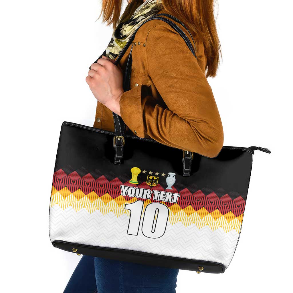 Custom Germany Football Leather Tote Bag Die Mannschaft Championship Titles World and Euro - Wonder Print Shop