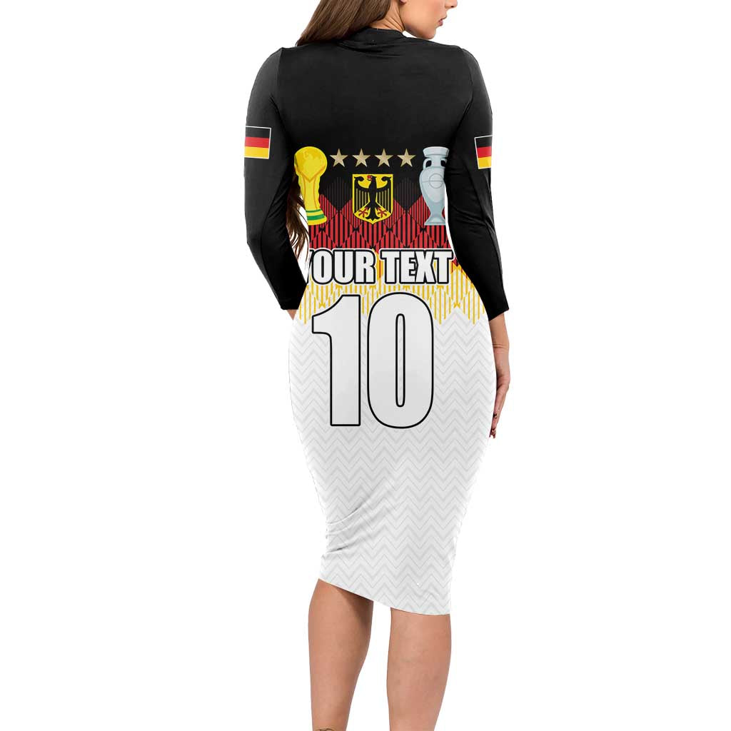 Custom Germany Football Long Sleeve Bodycon Dress Die Mannschaft Championship Titles World and Euro - Wonder Print Shop