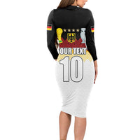 Custom Germany Football Long Sleeve Bodycon Dress Die Mannschaft Championship Titles World and Euro - Wonder Print Shop