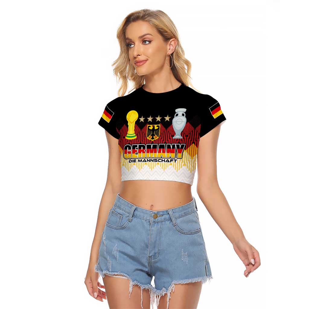 Custom Germany Football Raglan Cropped T Shirt Die Mannschaft Championship Titles World and Euro - Wonder Print Shop