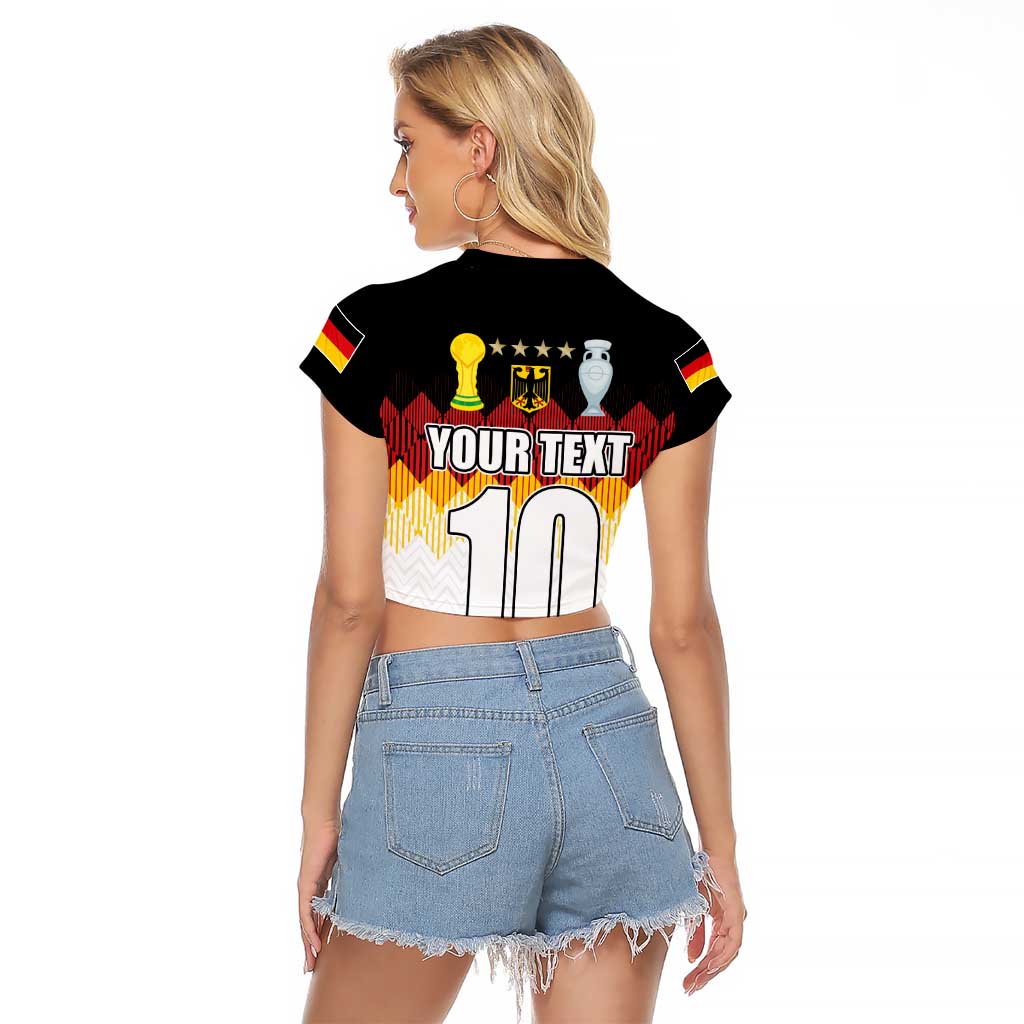 Custom Germany Football Raglan Cropped T Shirt Die Mannschaft Championship Titles World and Euro - Wonder Print Shop