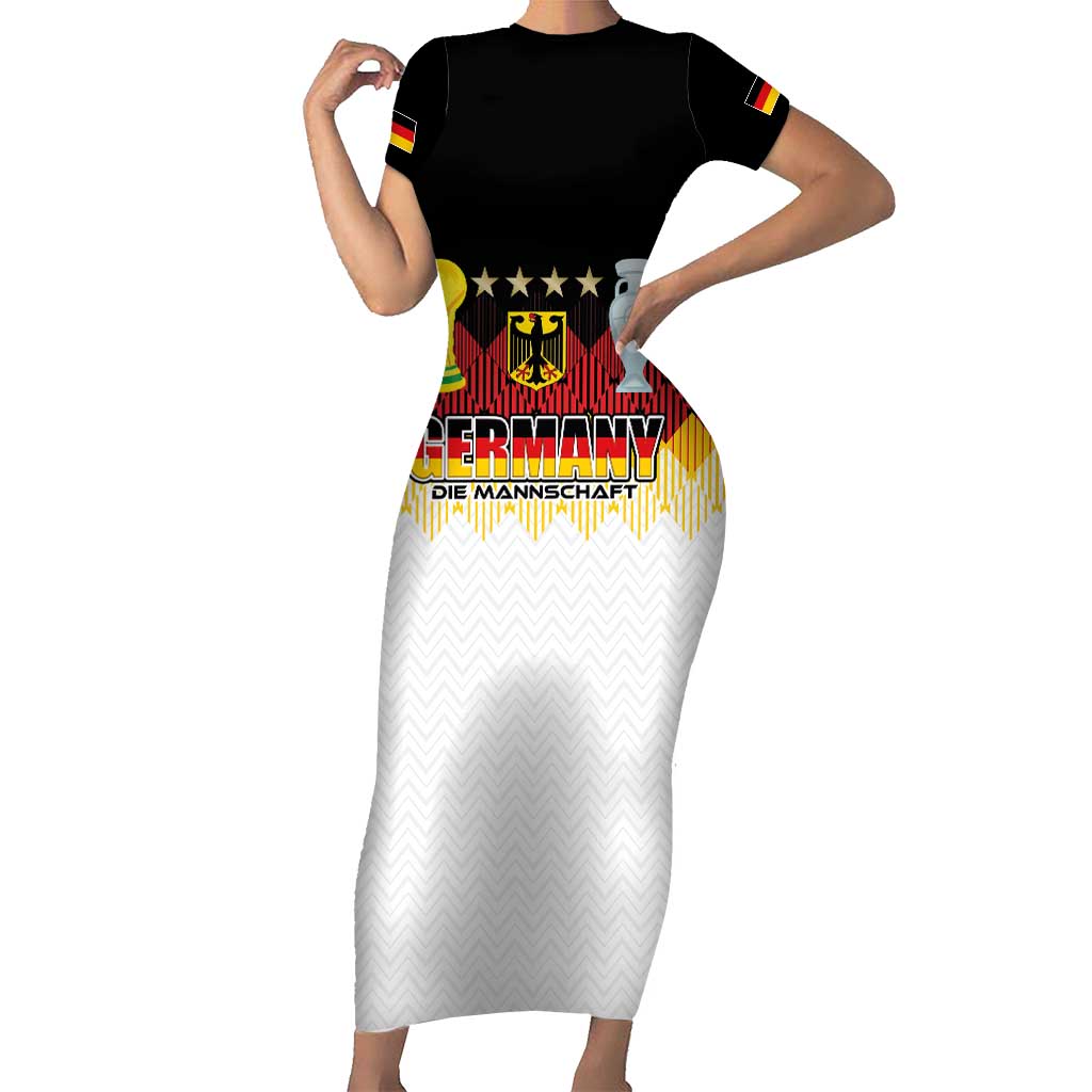 Custom Germany Football Short Sleeve Bodycon Dress Die Mannschaft Championship Titles World and Euro - Wonder Print Shop