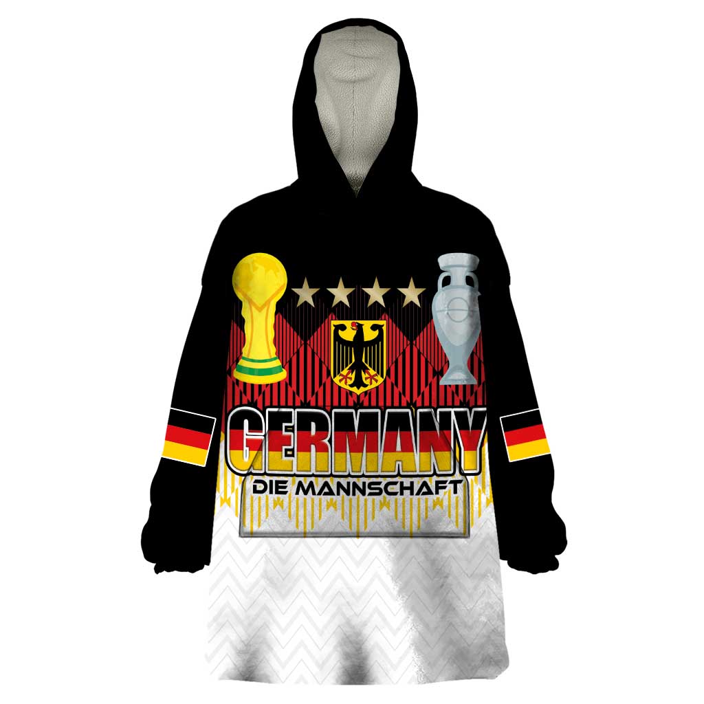 Custom Germany Football Wearable Blanket Hoodie Die Mannschaft Championship Titles World and Euro - Wonder Print Shop