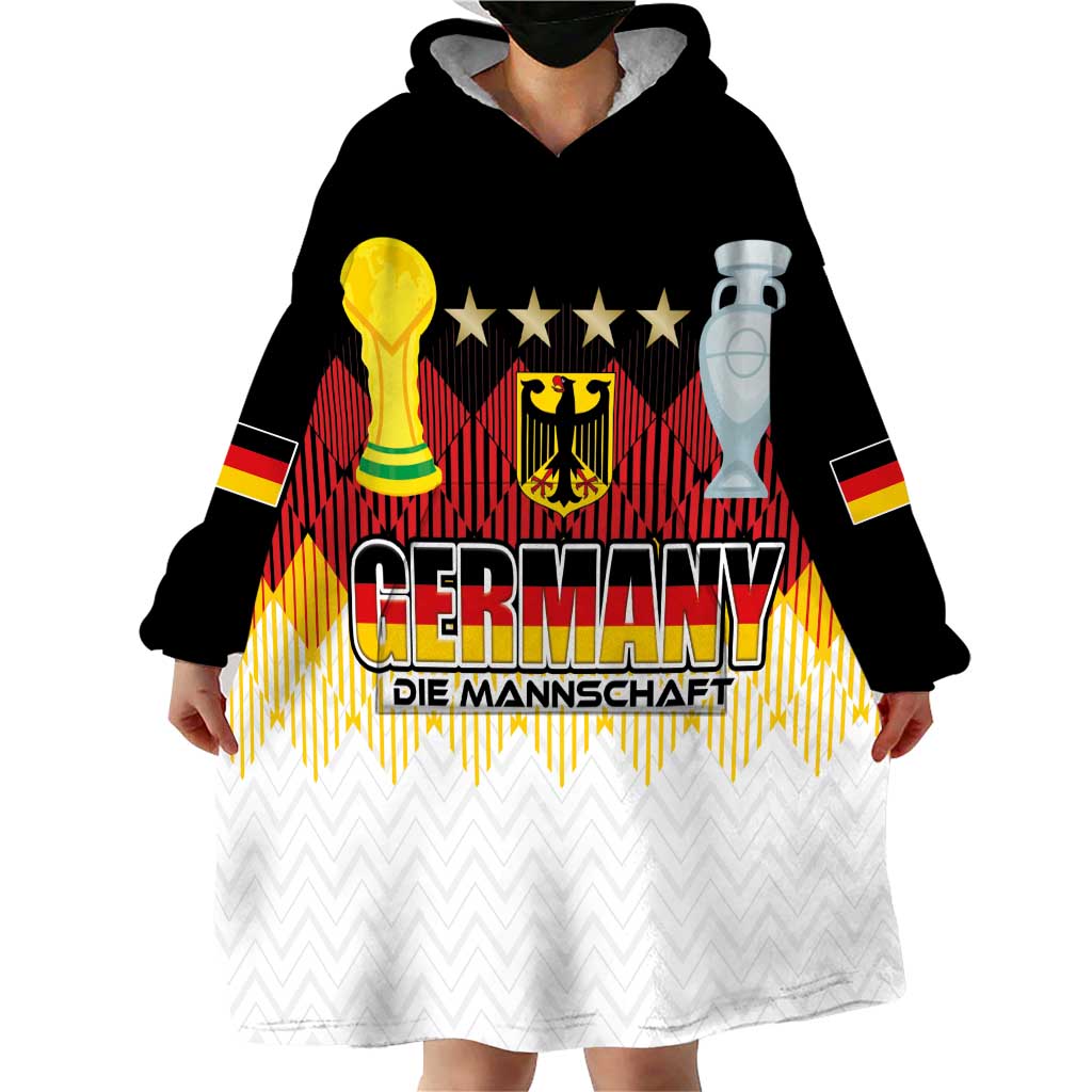Custom Germany Football Wearable Blanket Hoodie Die Mannschaft Championship Titles World and Euro - Wonder Print Shop