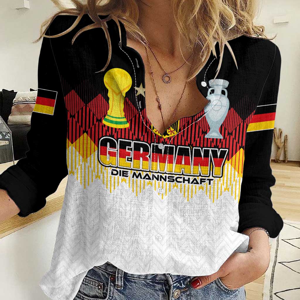 Custom Germany Football Women Casual Shirt Die Mannschaft Championship Titles World and Euro - Wonder Print Shop