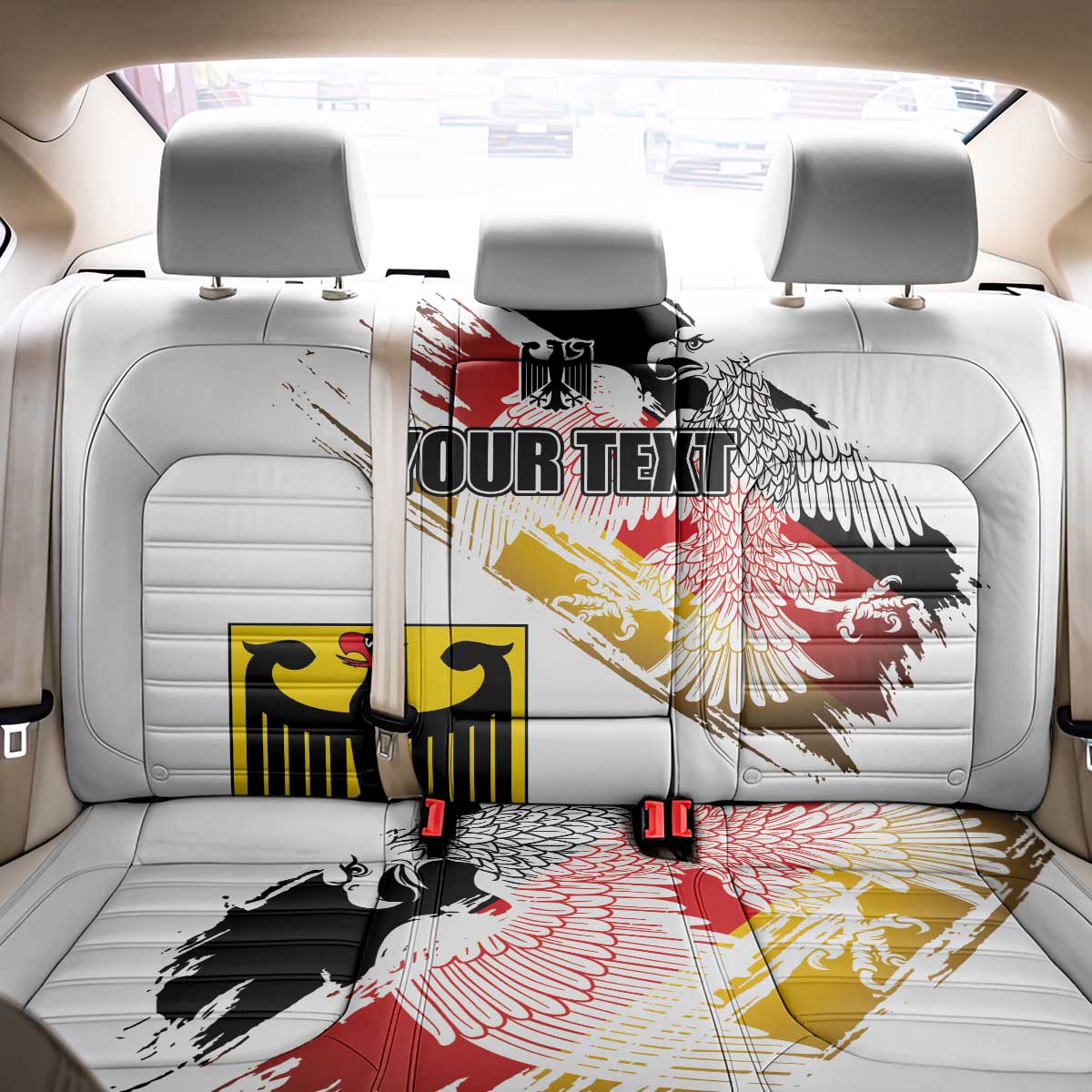 Personalised Germany Seal and Eagle Grunge Flag Back Car Seat Cover - Wonder Print Shop