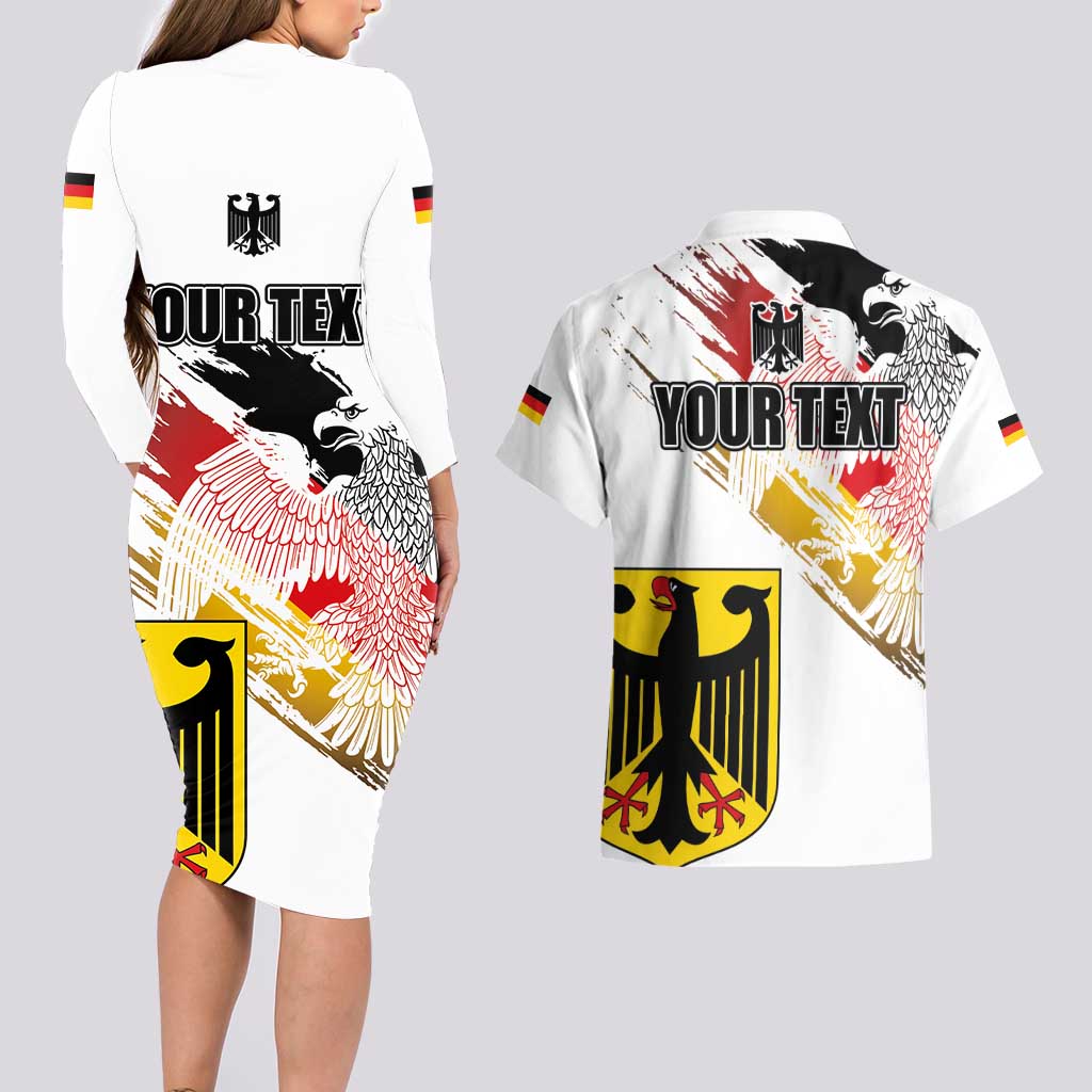 Personalised Germany Seal and Eagle Grunge Flag Couples Matching Long Sleeve Bodycon Dress and Hawaiian Shirt - Wonder Print Shop