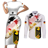 Personalised Germany Seal and Eagle Grunge Flag Couples Matching Short Sleeve Bodycon Dress and Long Sleeve Button Shirt - Wonder Print Shop