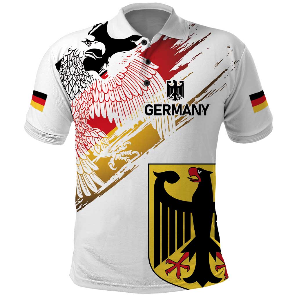 Personalised Germany Seal and Eagle Grunge Flag Polo Shirt - Wonder Print Shop