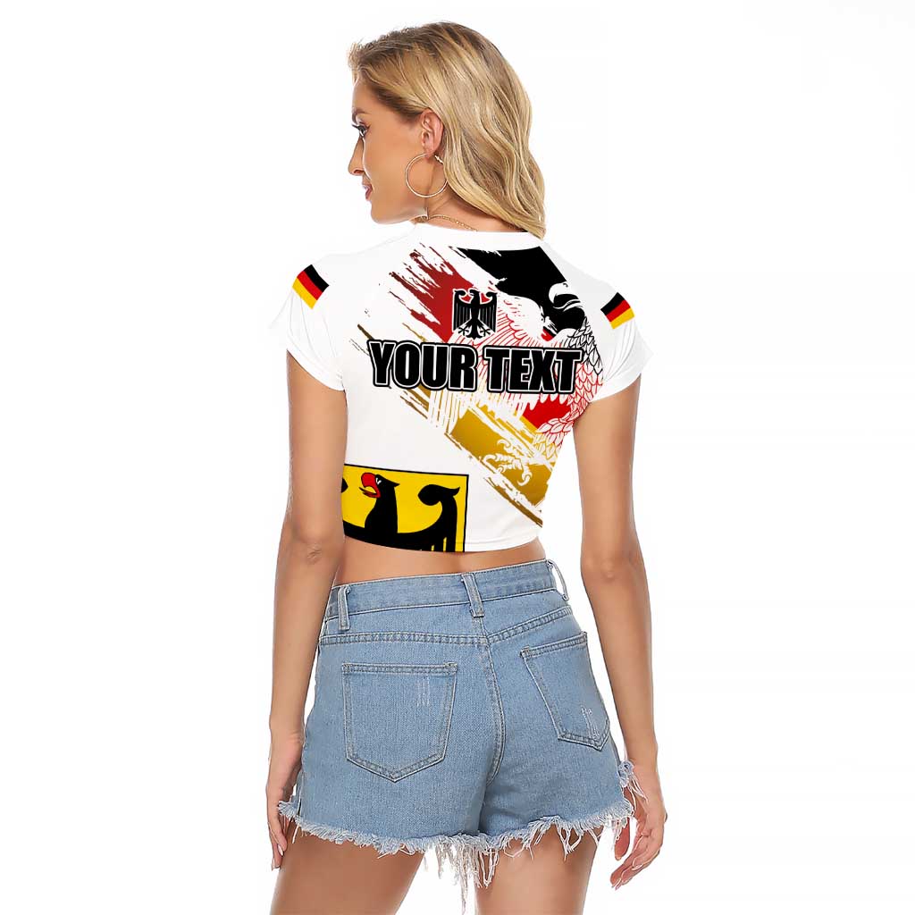 Personalised Germany Seal and Eagle Grunge Flag Raglan Cropped T Shirt - Wonder Print Shop