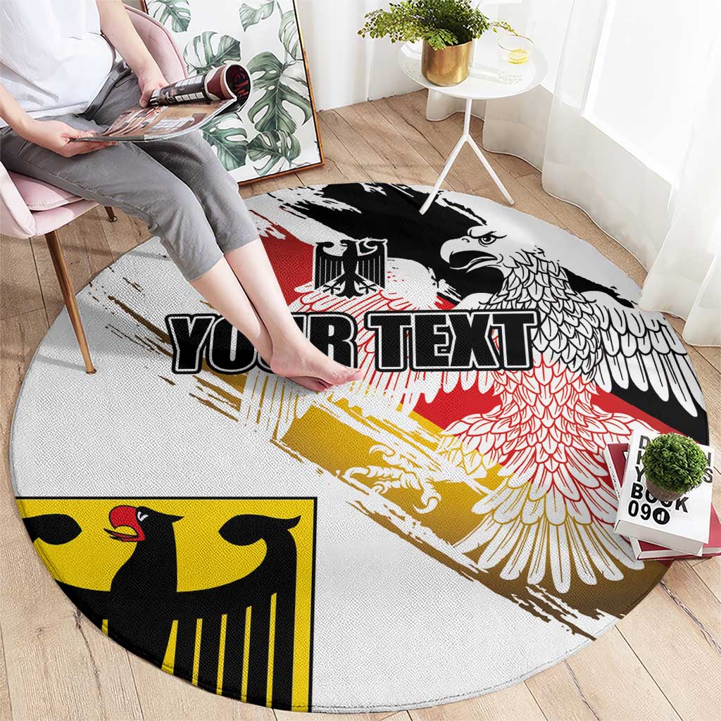 Personalised Germany Seal and Eagle Grunge Flag Round Carpet