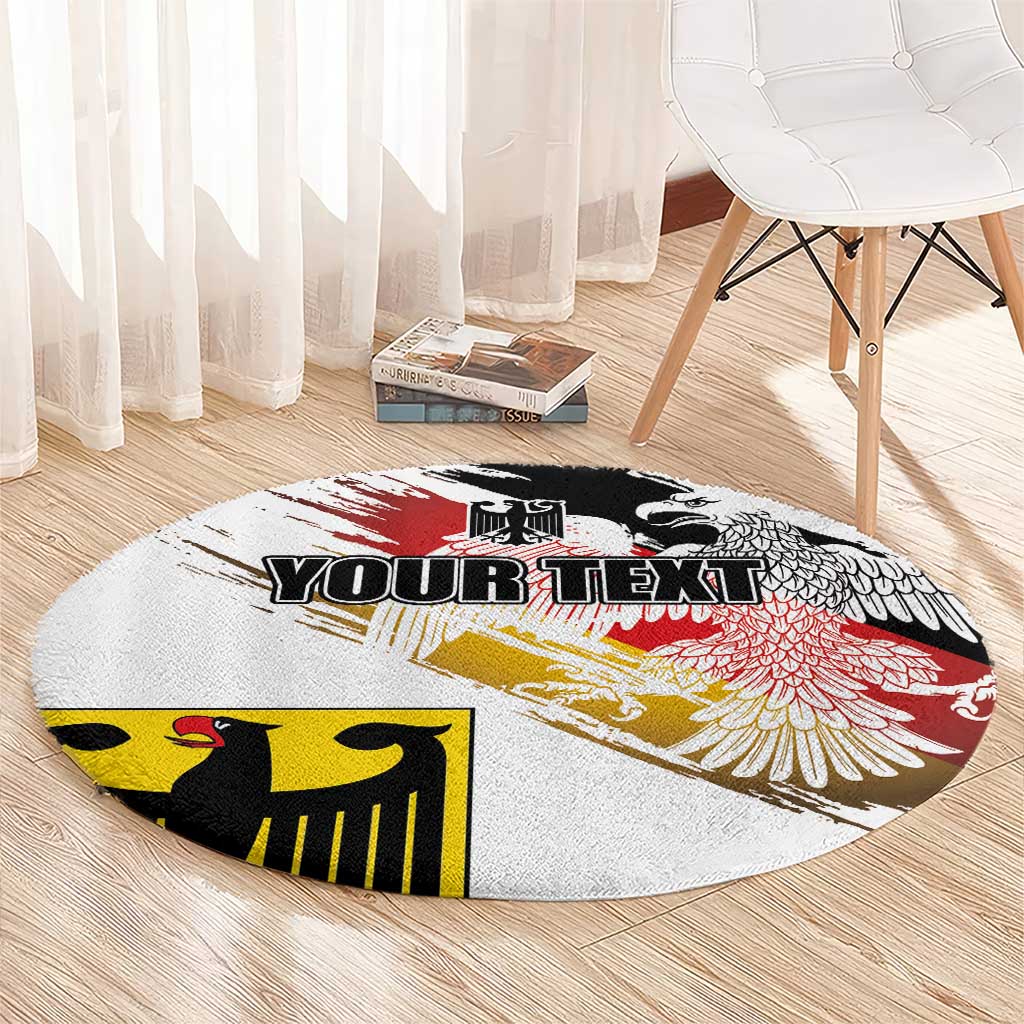 Personalised Germany Seal and Eagle Grunge Flag Round Carpet