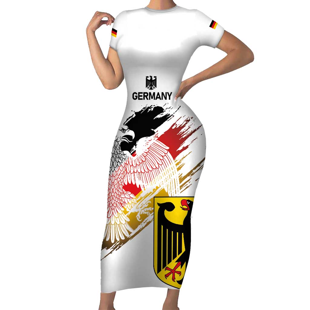 Personalised Germany Seal and Eagle Grunge Flag Short Sleeve Bodycon Dress - Wonder Print Shop