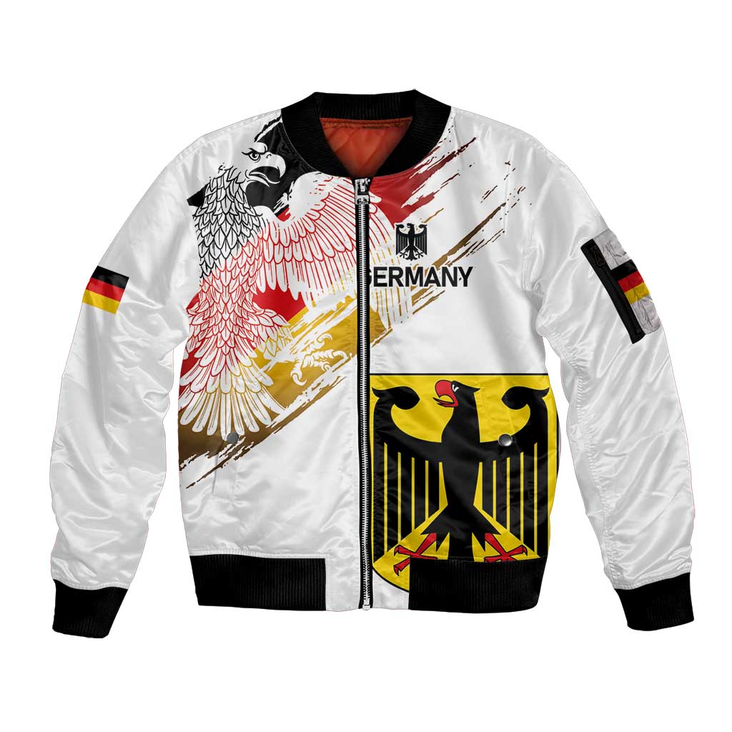 Personalised Germany Seal and Eagle Grunge Flag Sleeve Zip Bomber Jacket - Wonder Print Shop