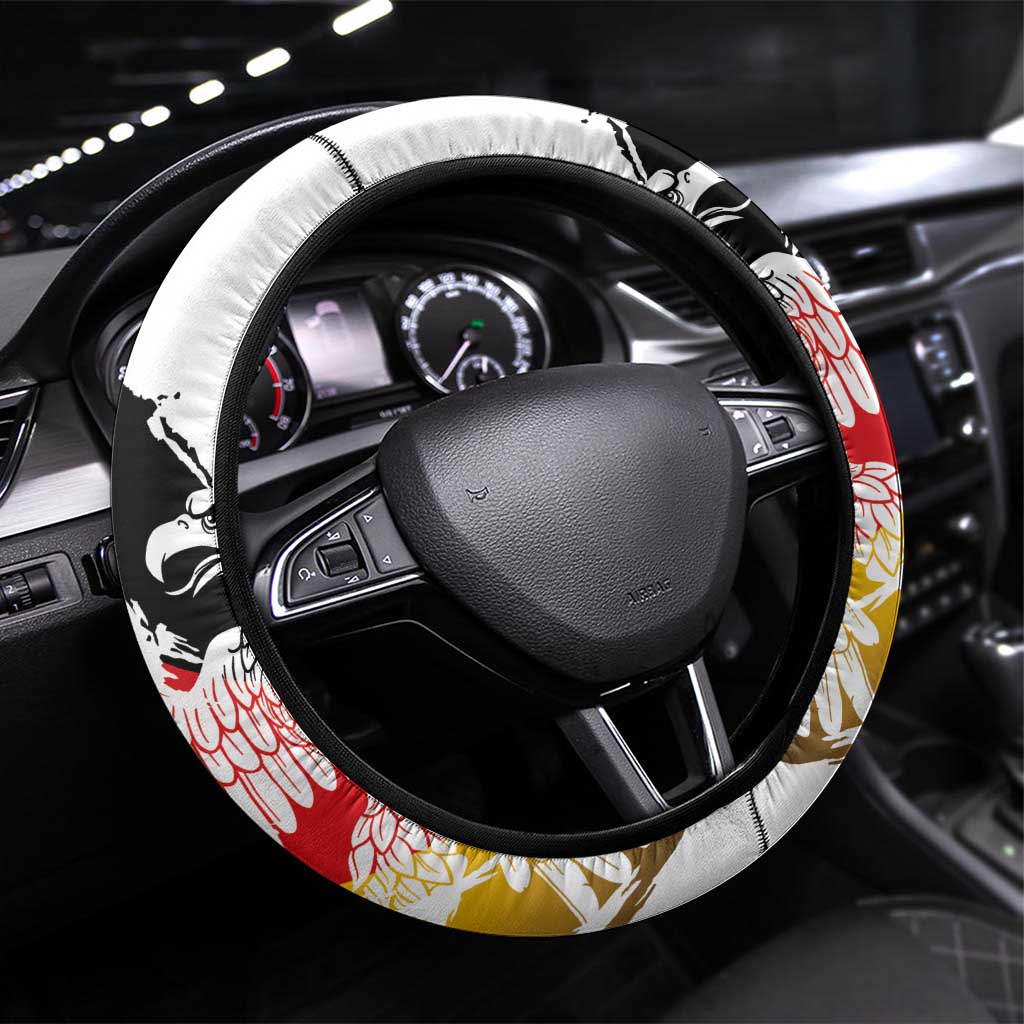 Germany Seal and Eagle Grunge Flag Steering Wheel Cover - Wonder Print Shop