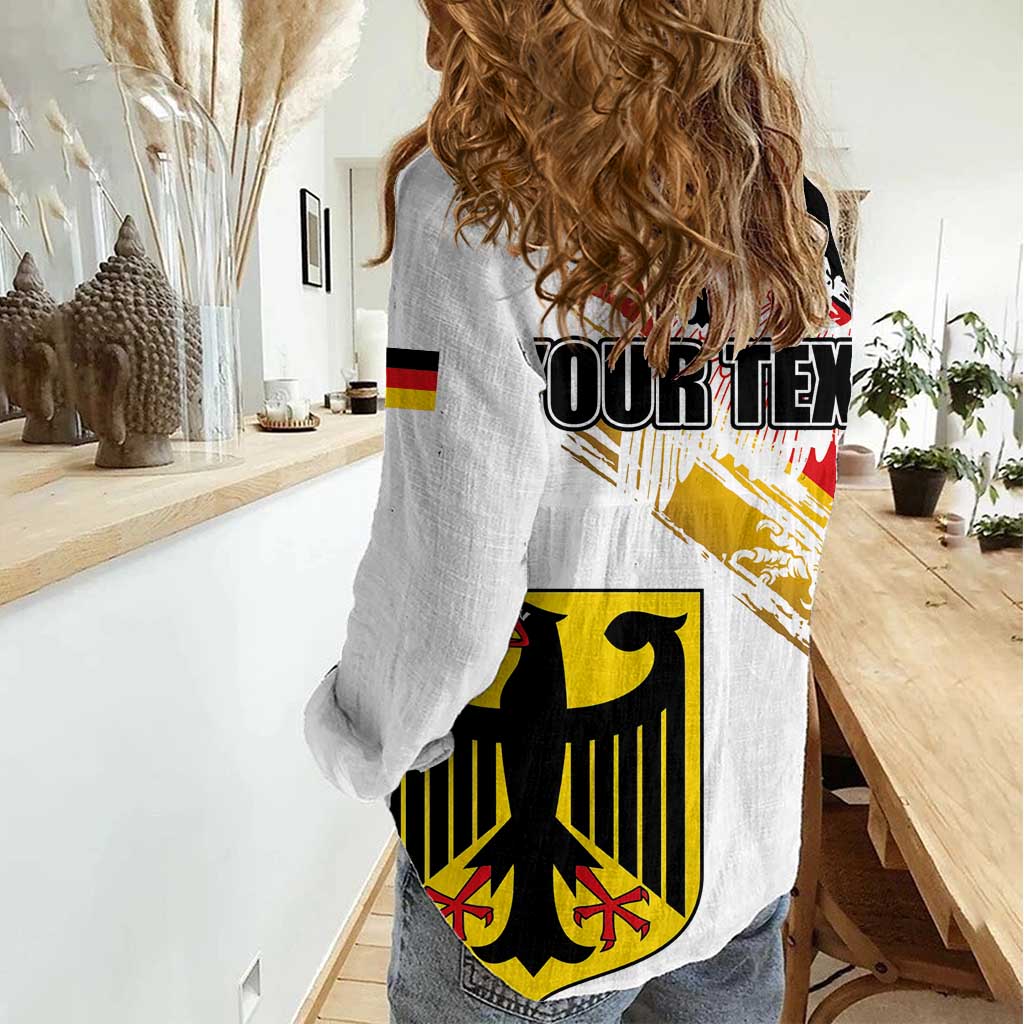 Personalised Germany Seal and Eagle Grunge Flag Women Casual Shirt - Wonder Print Shop