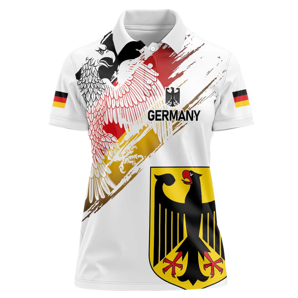 Personalised Germany Seal and Eagle Grunge Flag Women Polo Shirt - Wonder Print Shop