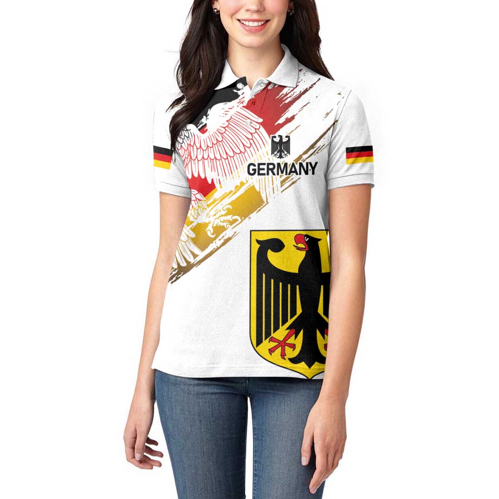 Personalised Germany Seal and Eagle Grunge Flag Women Polo Shirt - Wonder Print Shop