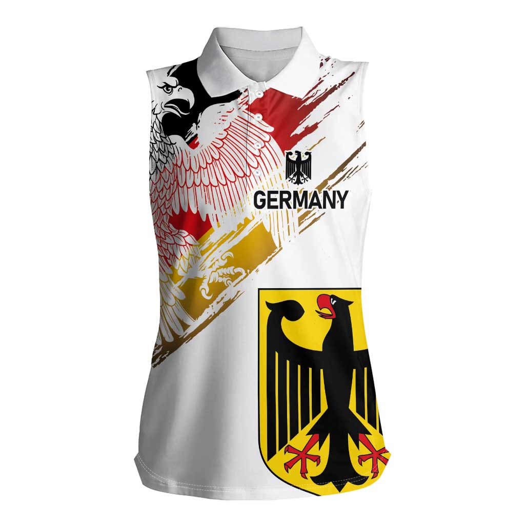 Personalised Germany Seal and Eagle Grunge Flag Women Sleeveless Polo Shirt - Wonder Print Shop
