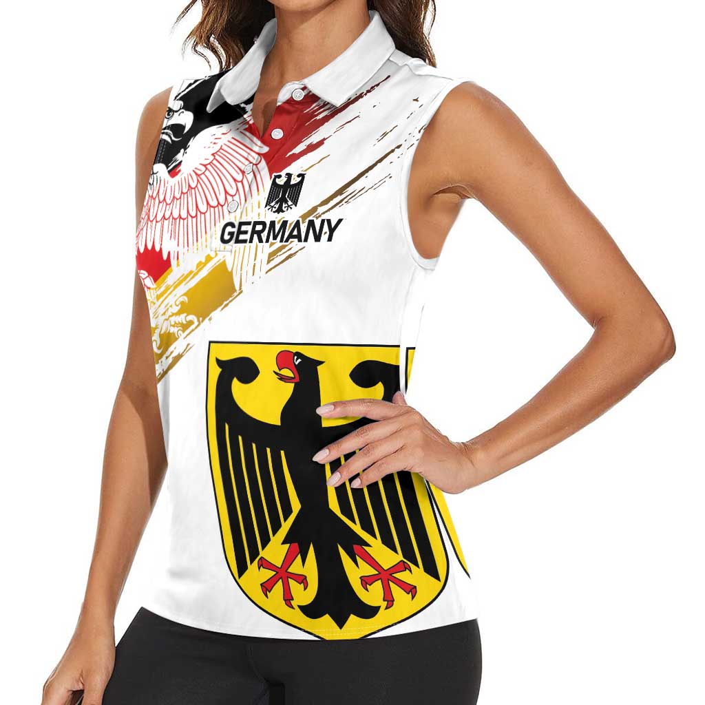 Personalised Germany Seal and Eagle Grunge Flag Women Sleeveless Polo Shirt - Wonder Print Shop