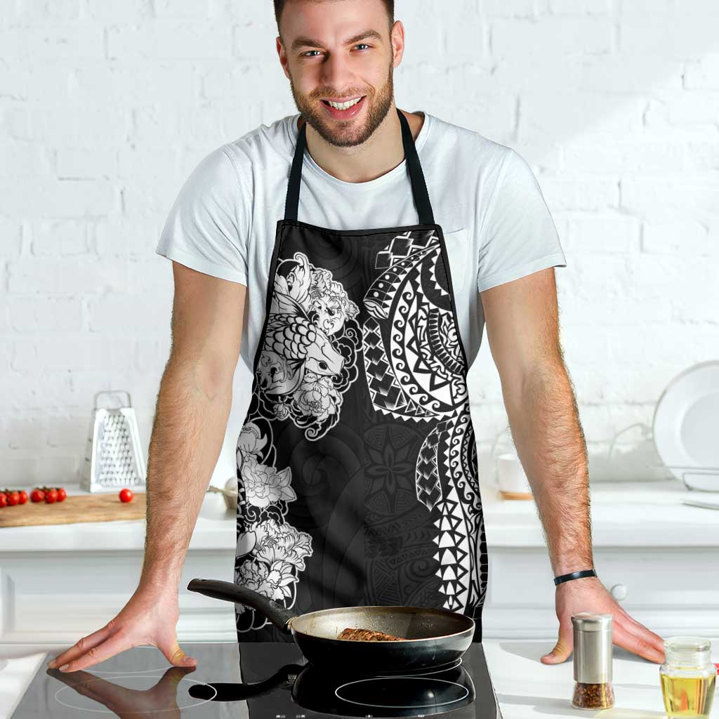 Japanese Irezumi and Hawaiian Polynesian Art Tattoo Apron Black Color - Wonder Print Shop