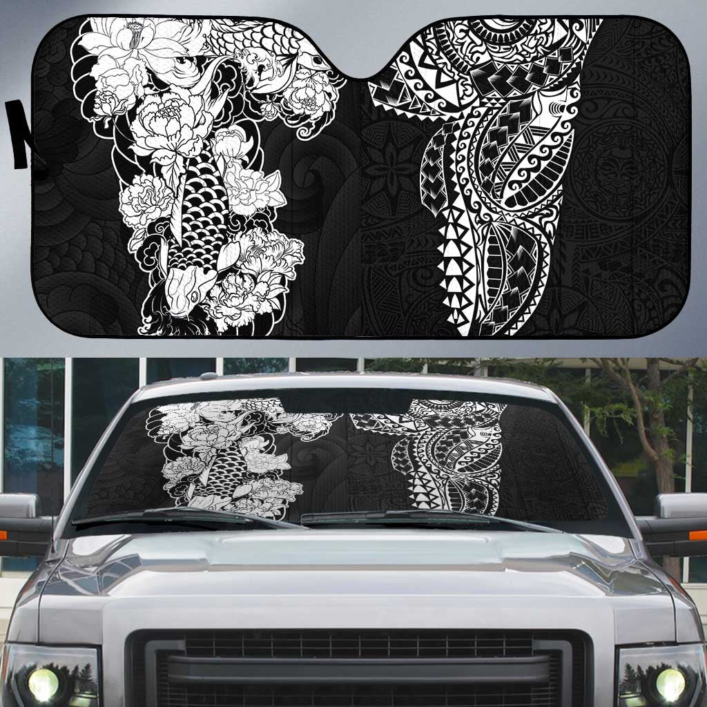Japanese Irezumi and Hawaiian Polynesian Art Tattoo Auto Sun Shade Black Color - Wonder Print Shop