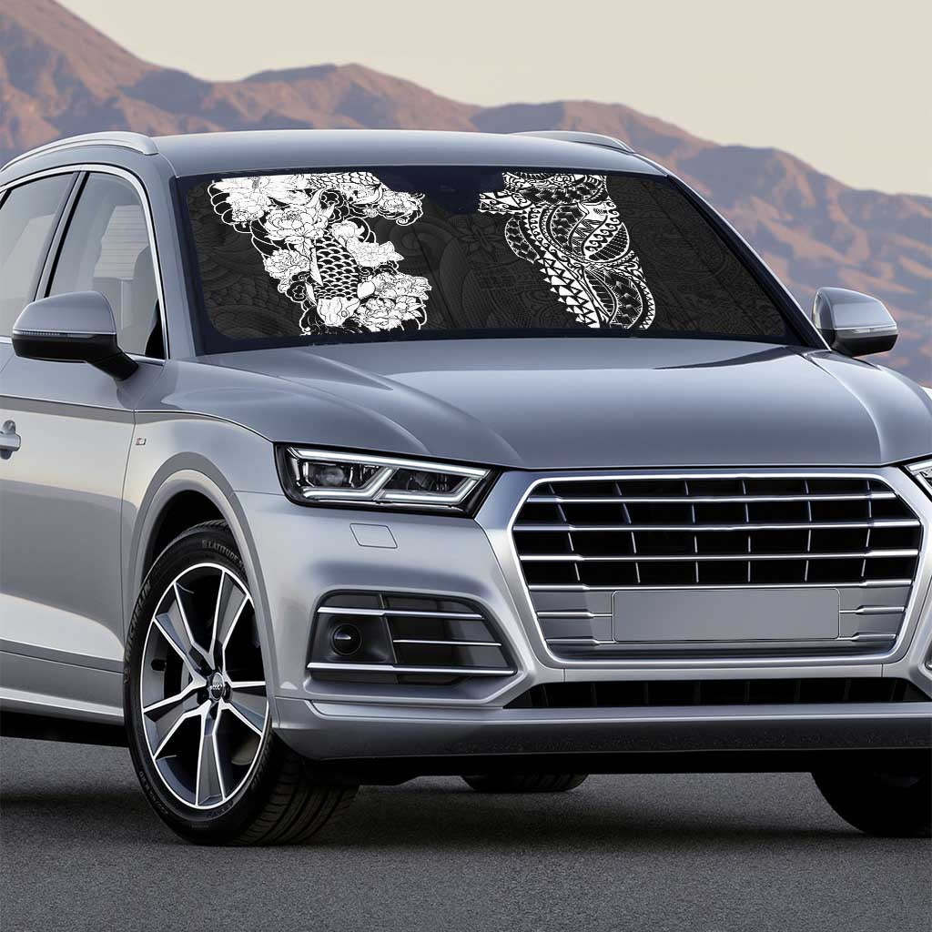 Japanese Irezumi and Hawaiian Polynesian Art Tattoo Auto Sun Shade Black Color - Wonder Print Shop