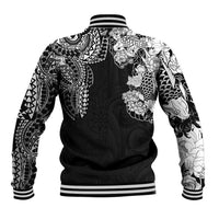 Japanese Irezumi and Hawaiian Polynesian Art Tattoo Baseball Jacket Black Color - Wonder Print Shop
