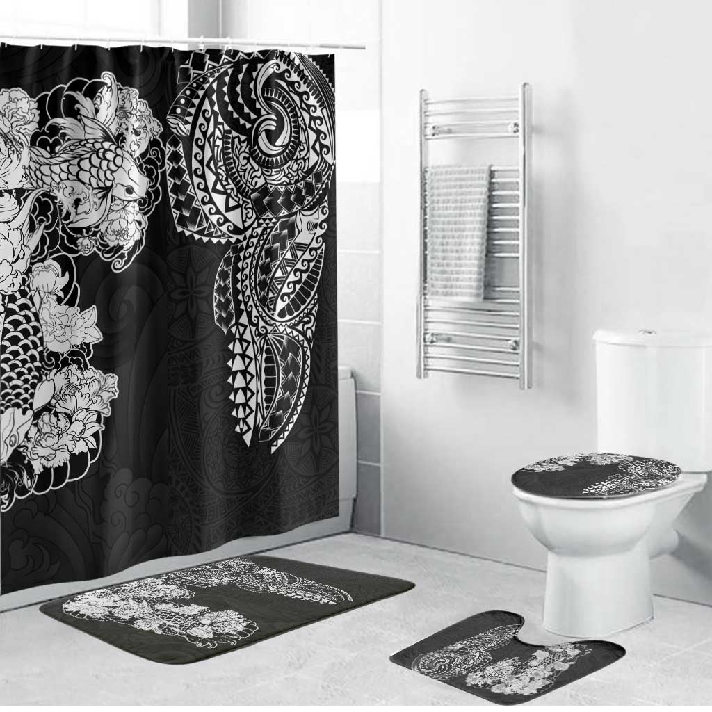 Japanese Irezumi and Hawaiian Polynesian Art Tattoo Bathroom Set Black Color - Wonder Print Shop