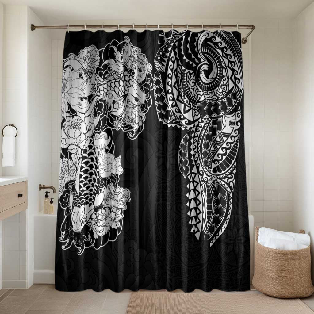 Japanese Irezumi and Hawaiian Polynesian Art Tattoo Bathroom Set Black Color - Wonder Print Shop