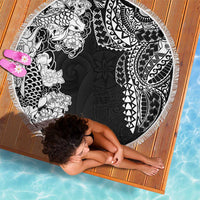 Japanese Irezumi and Hawaiian Polynesian Art Tattoo Beach Blanket Black Color - Wonder Print Shop
