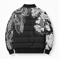 Japanese Irezumi and Hawaiian Polynesian Art Tattoo Bomber Puffer Jacket Black Color - Wonder Print Shop