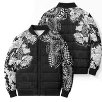 Japanese Irezumi and Hawaiian Polynesian Art Tattoo Bomber Puffer Jacket Black Color - Wonder Print Shop