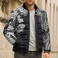 Japanese Irezumi and Hawaiian Polynesian Art Tattoo Bomber Puffer Jacket Black Color - Wonder Print Shop